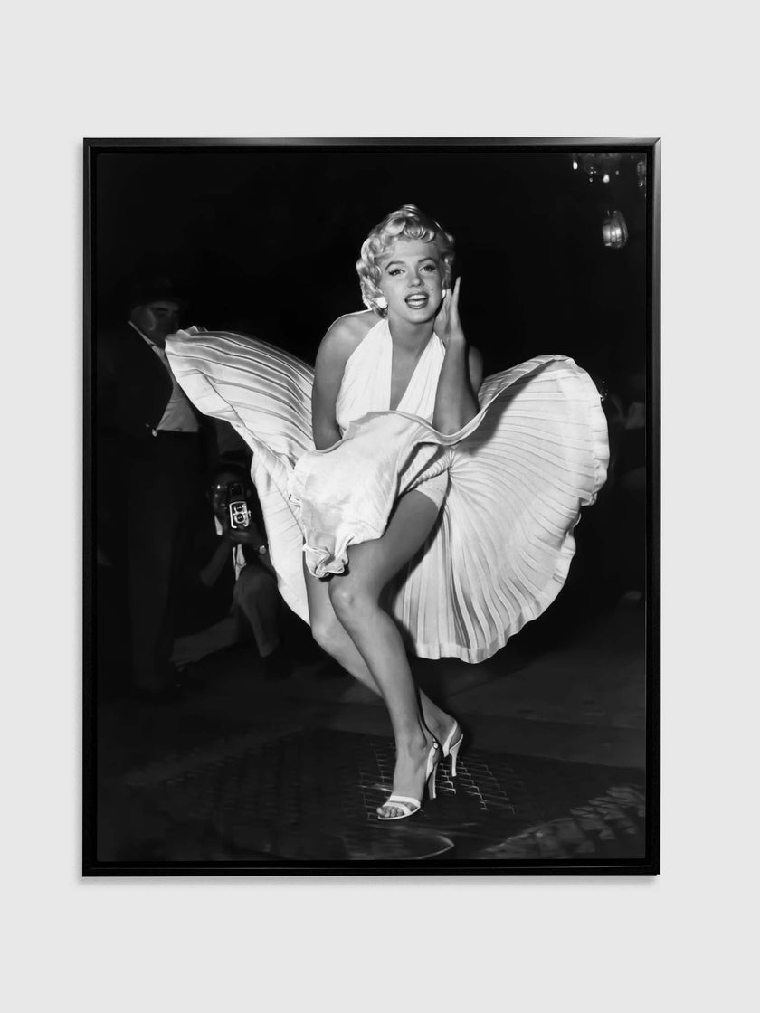 Art mural - Scène emblématique de Marilyn en robe blanche - Impression sur toile