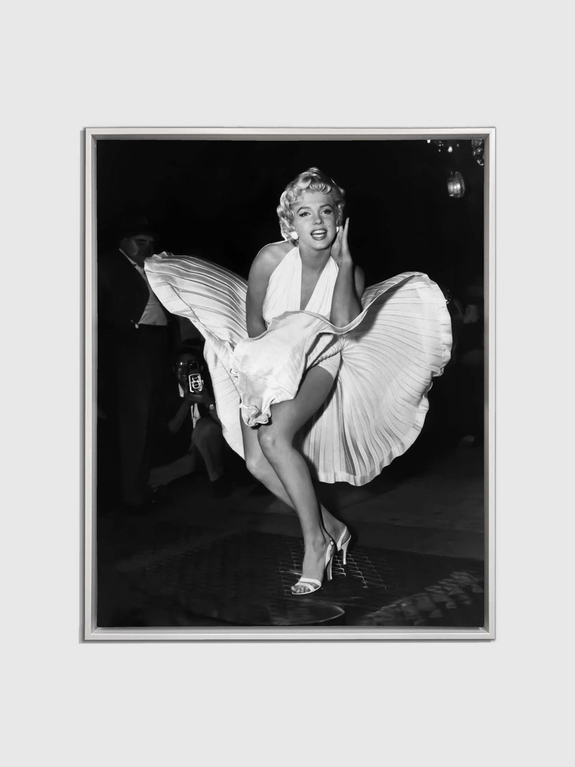 Art mural - Scène emblématique de Marilyn en robe blanche - Impression sur toile
