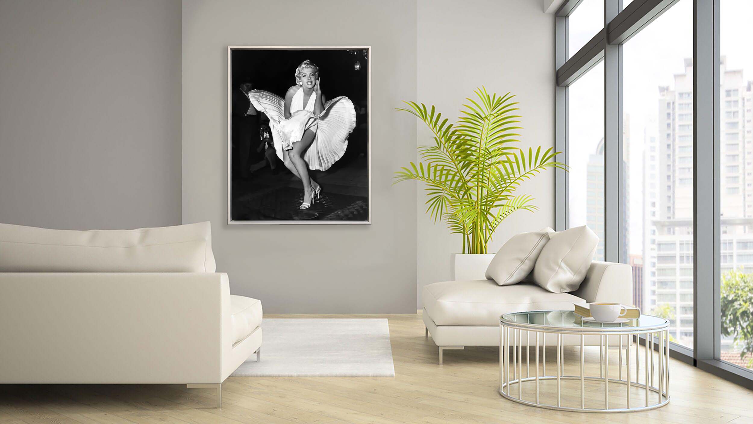Art mural - Scène emblématique de Marilyn en robe blanche - Impression sur toile