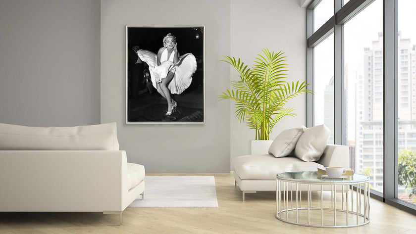 Art mural - Scène emblématique de Marilyn en robe blanche - Impression sur toile