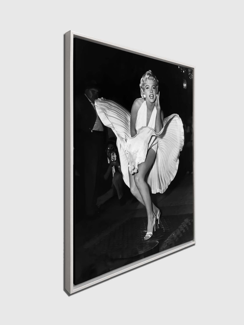 Art mural - Scène emblématique de Marilyn en robe blanche - Impression sur toile