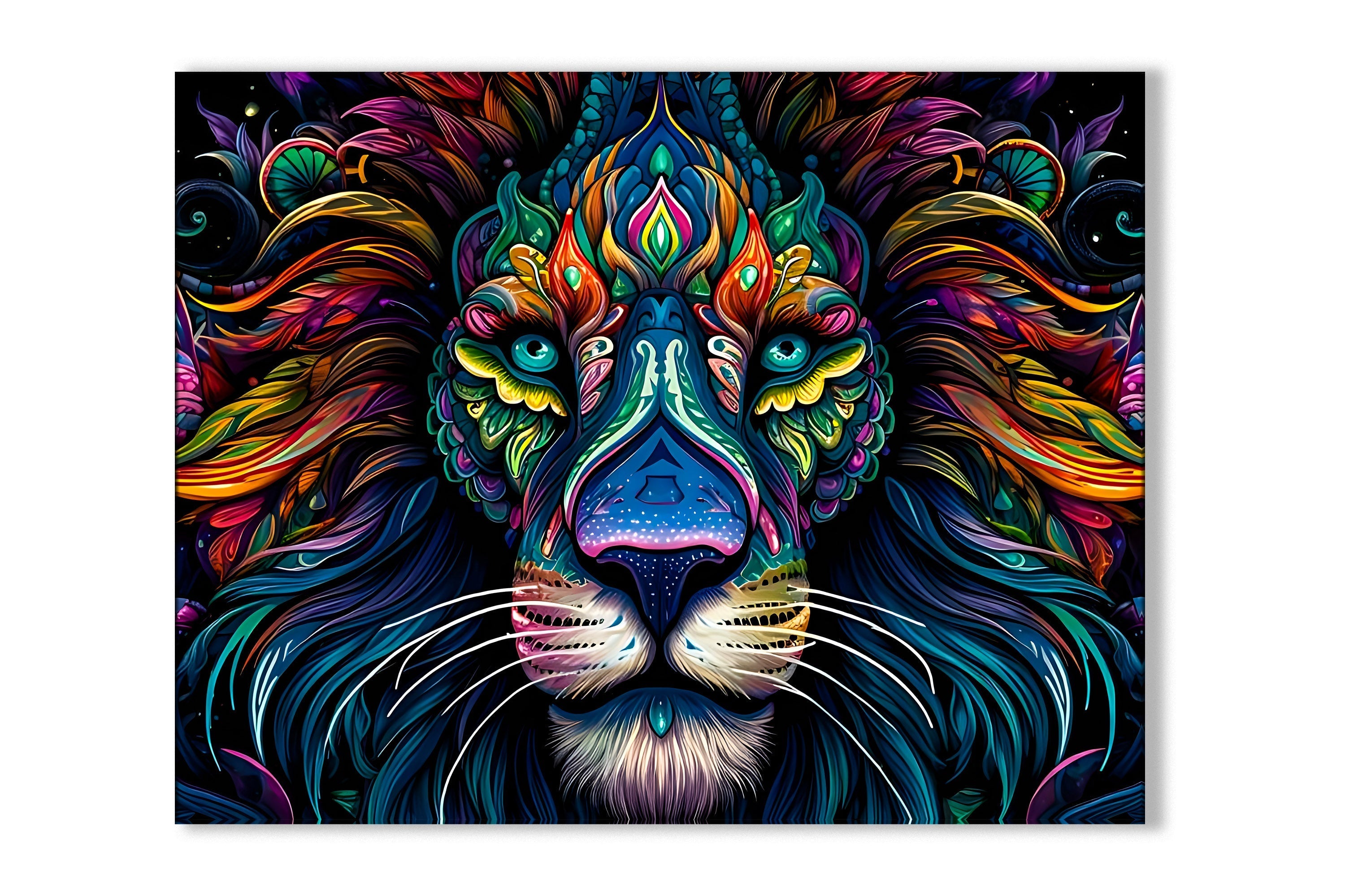 Art mural - Toile animalière - Lion coloré