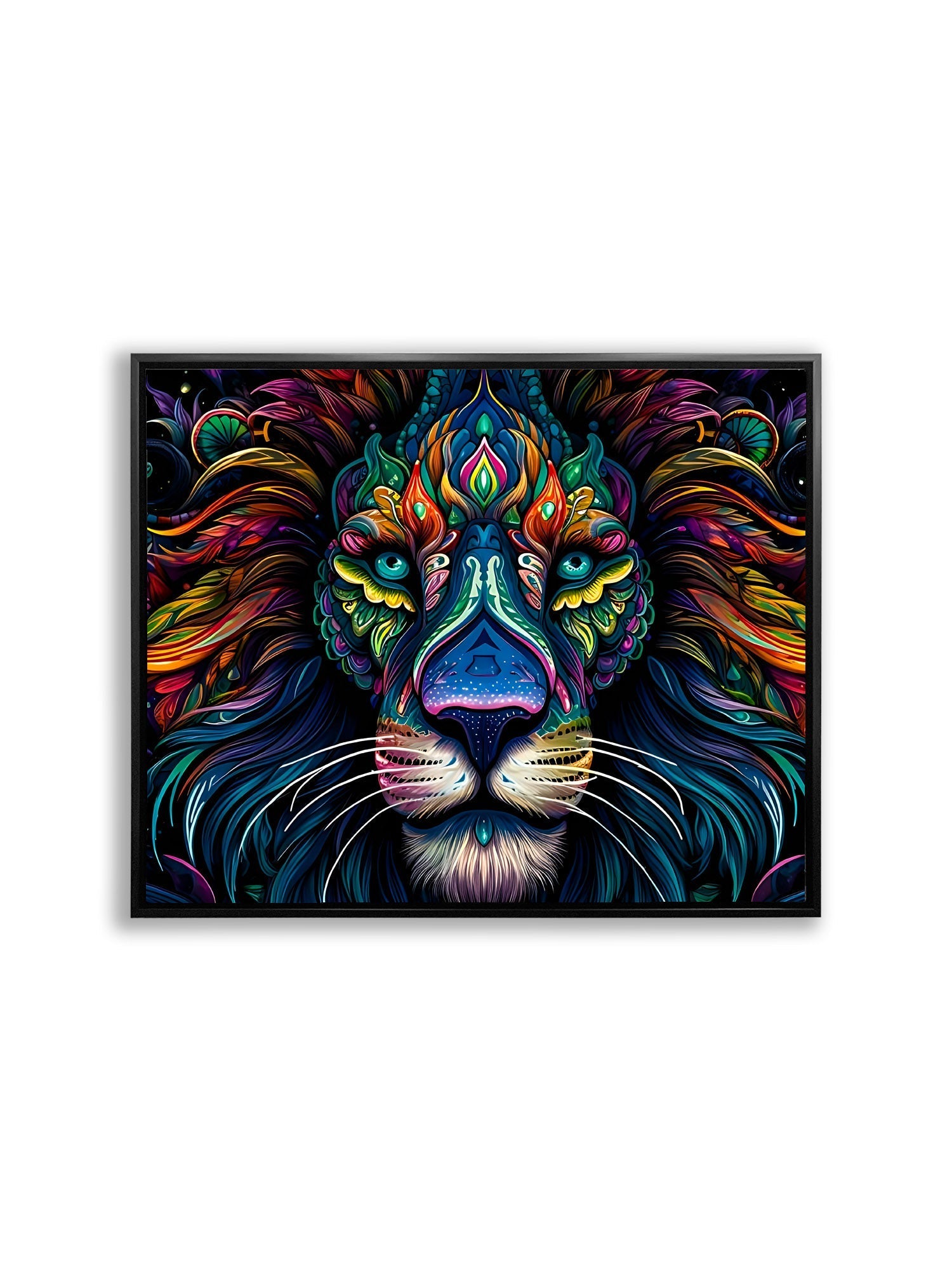 Art mural - Toile animalière - Lion coloré