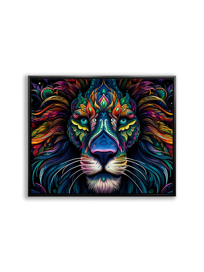 Art mural - Toile animalière - Lion coloré