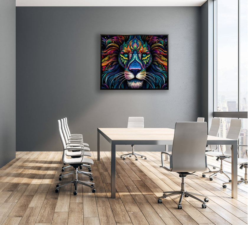 Art mural - Toile animalière - Lion coloré
