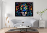 Art mural - Toile animalière - Lion coloré