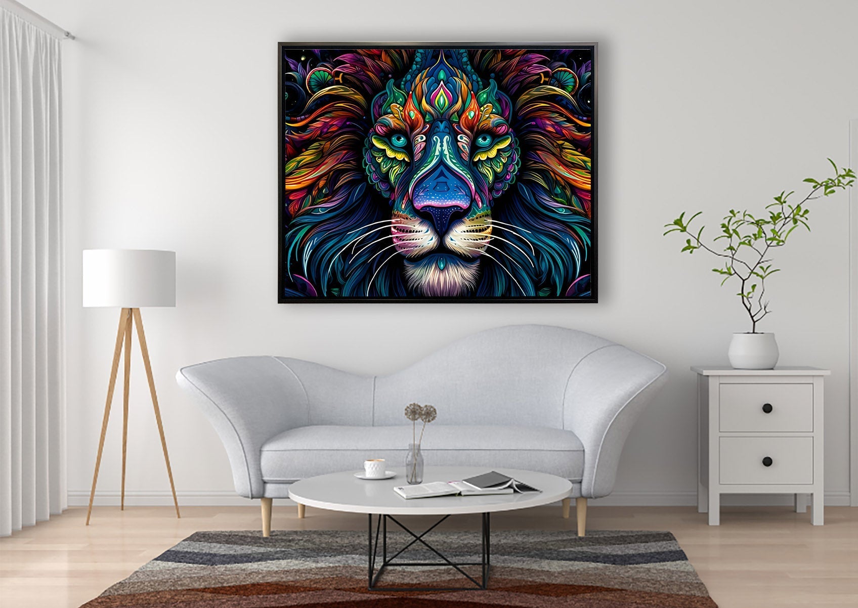 Art mural - Toile animalière - Lion coloré