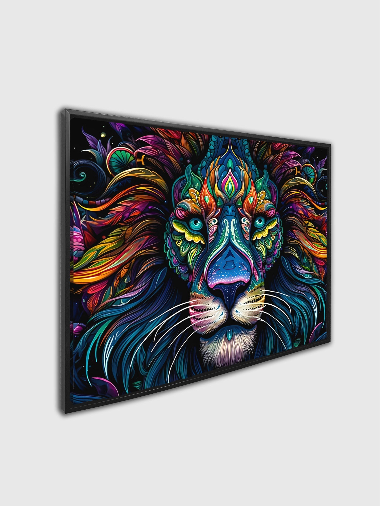 Art mural - Toile animalière - Lion coloré