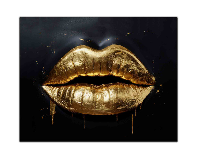 Wall Art Gold Lips 48
