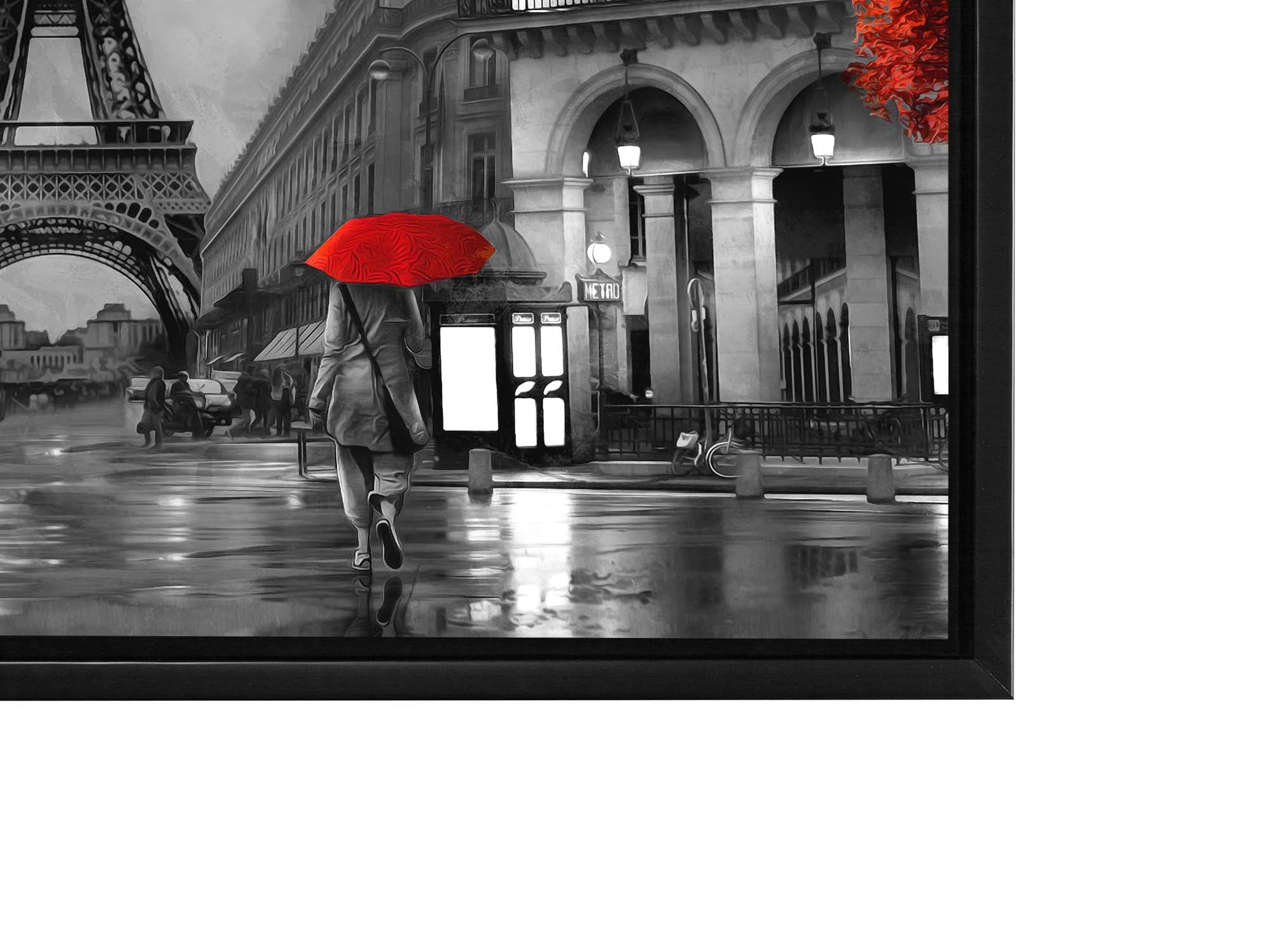 Toile décorative murale - Paris peintresque avec des touches de rouge - Œuvre d'art raffinée