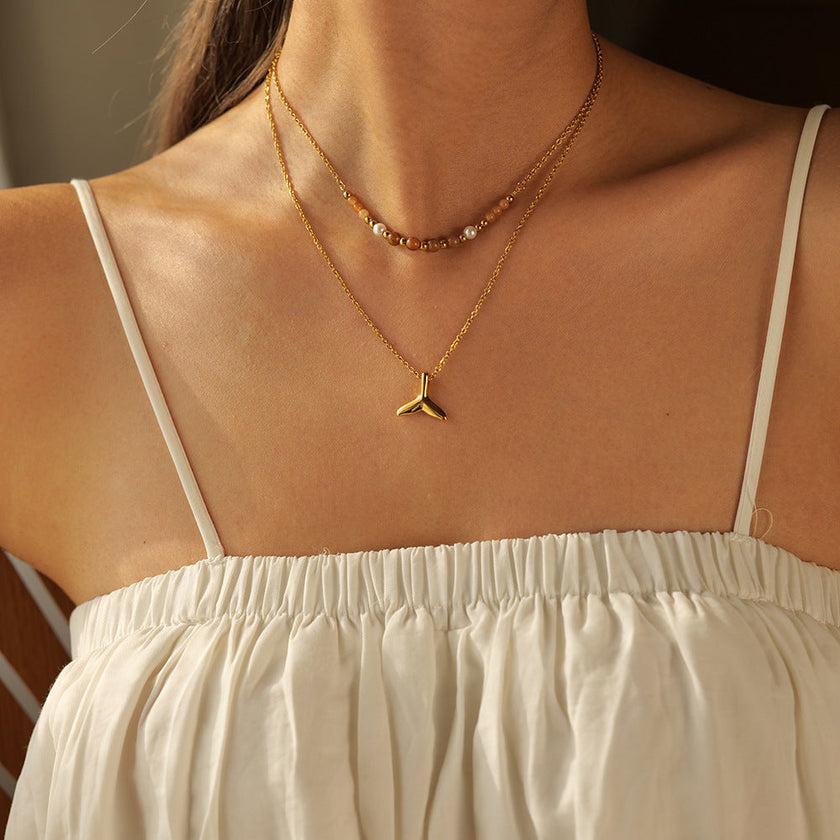 Stainless Steel Shell & Starfish Beach Necklace – Electroplated Clavicle Chain for Women (14 Styles)