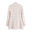 Elegant Luxury Lapel Long Sleeved Double Breasted Check tweed Blazer Women