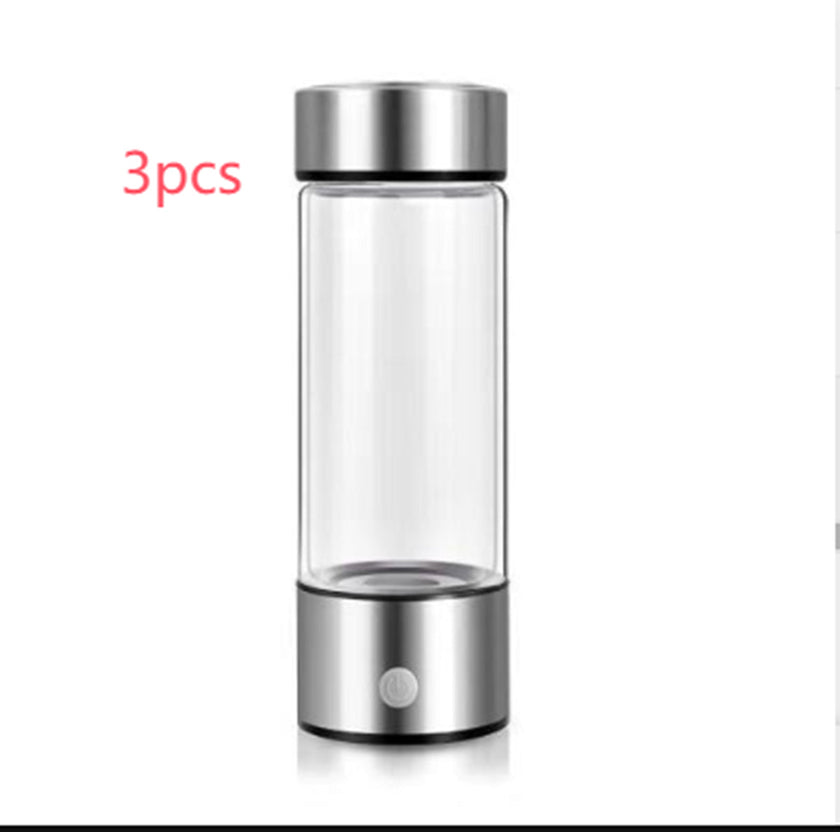 Hydrogen Water Bottle Generator – Electric Rechargeable Antioxidant Hydrogen-Rich Water Maker | 500ml Borosilicate Glass