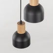 CAIRO Black & Wood 3-Light Pendant for Dining Room, Stairwell & Modern Interiors