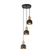 CAIRO Black & Wood 3-Light Pendant for Dining Room, Stairwell & Modern Interiors