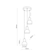 CAIRO Black & Wood 3-Light Pendant for Dining Room, Stairwell & Modern Interiors