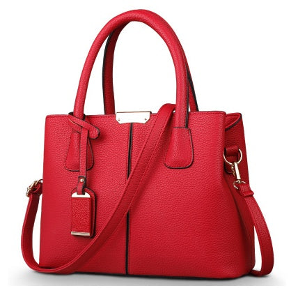 Women's PU Leather Lychee Pattern Shoulder Bag – Portable Crossbody Messenger Bag