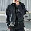 Men's Black Denim Jacket Distressed Short Top  Black Jeans Jacket for men