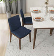 Laura Blue Linen Solid Wood Dining Chair  Set Of 2 Mid-Century Modern Style