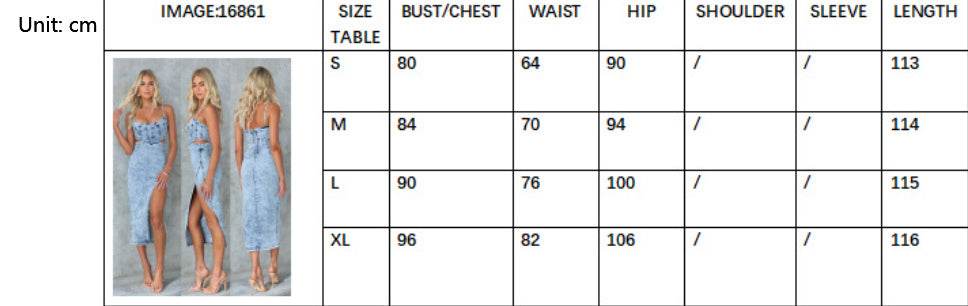 Women's Fashion Personalized Sleeveless Sling Denim Split Midi fitted Dress