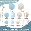 134-Piece Dusty Blue, Cream & Gold Balloon Garland Arch Kit – Baby Shower, Birthday & Boho Party Decoration