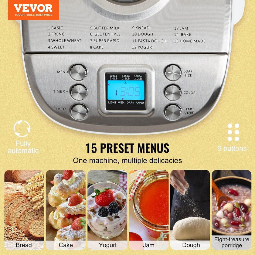 VEVOR Automatic Bread Maker 3LB Non-sticking Bread Making Machine