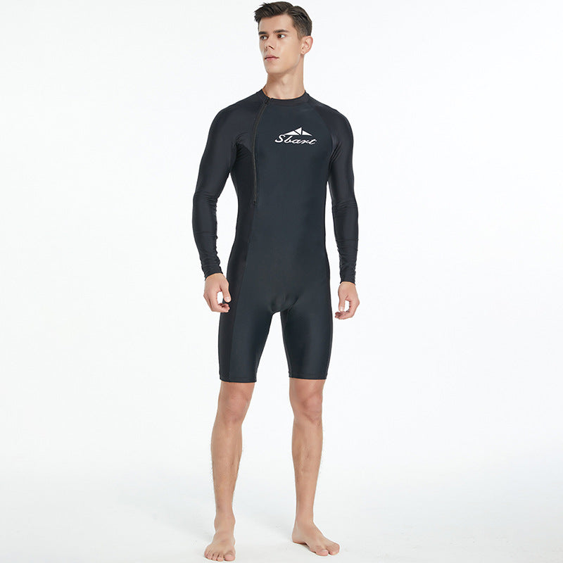 Men's One-Piece Long Sleeve Swimsuit | Sun Protection Quick-Dry Lycra Canada