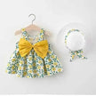 Baby Girl Floral Princess Dress with Matching Hat – Cotton Suspender Sundress for Toddlers