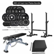Bench Press Stack with Squat Rack, Weight Plates and Barbell Bar