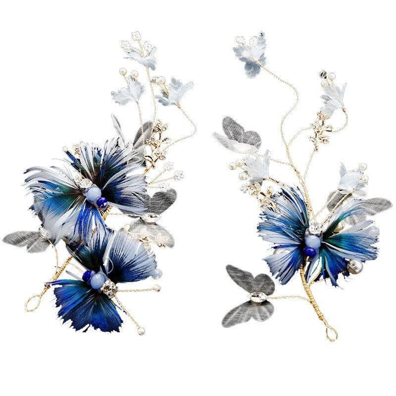 Bridal Wedding Hair Accessories Flower Headband Blue