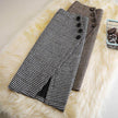 Elegant Women's  professional formal business office work Slit Houndstooth pencil Midi Skirt