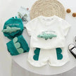 Baby Boy Three-dimensional Printing Fashionable Two piece Short sleeve polo shirt and Short