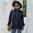 New Autumn Winter Zip up Plush Cardigan Sweater for Women