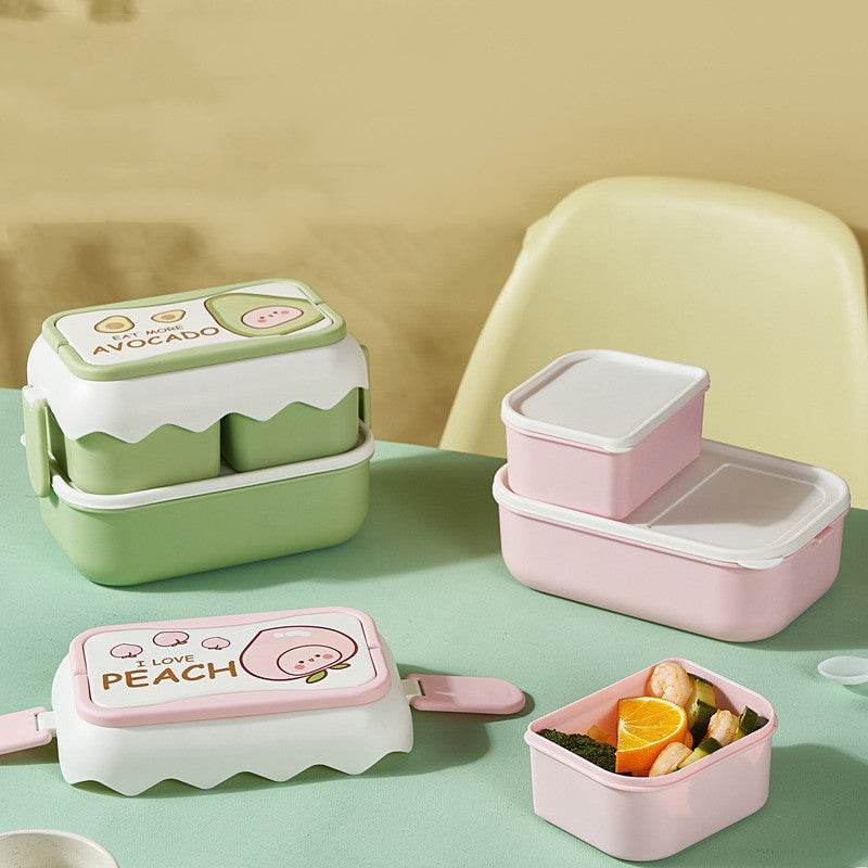 Cute Double Layered Kids Plastic Lunch Box