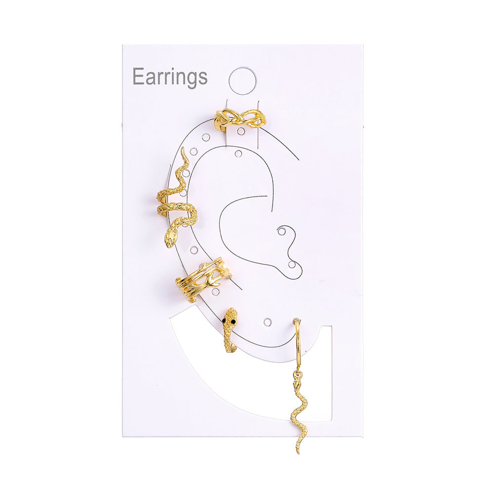 Gold Snake Ear Cuff Set – 4-Piece No-Piercing Ear Clips for Women