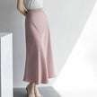 Women's formal Work Satin Skirt Summer High Waist Midi Sheath Skirt