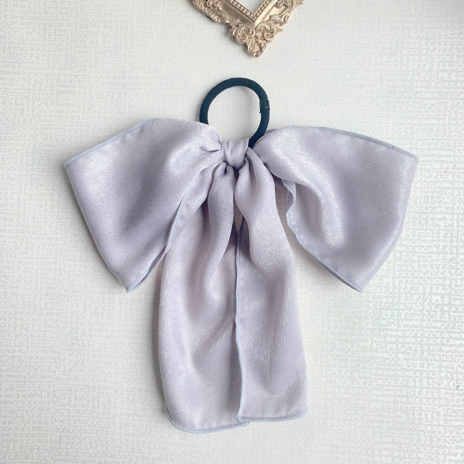 Silk satin oversized bow tie Hair Scrunchies ponytail Holder
