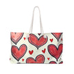 Heart Pattern Weekender Bag – Romantic Red Watercolor Travel Tote