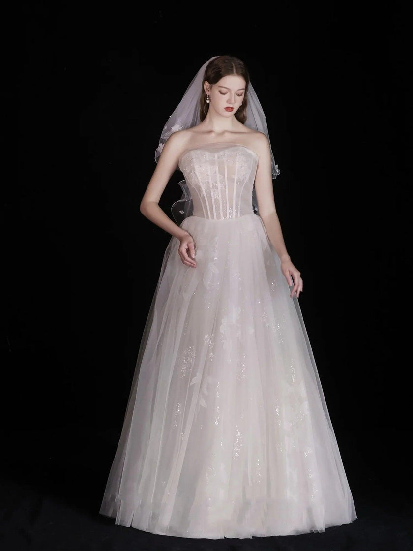 White Wedding Bridal Dress Light Yarn Dinner Tube Top Dress