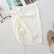 Hot Girl Hip Skirt Design High Waist With Straps Stretch Knitted Women's Mini Drawstring Split Skirt