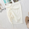 Hot Girl Hip Skirt Design High Waist With Straps Stretch Knitted Women's Mini Drawstring Split Skirt