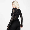 Elegant Slim-fit Tulip Flocking transparent lace top bodycon top women