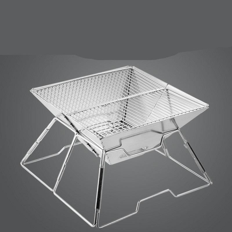 Portable Folding Stainless Steel Charcoal Grill – Compact Camping BBQ Stove