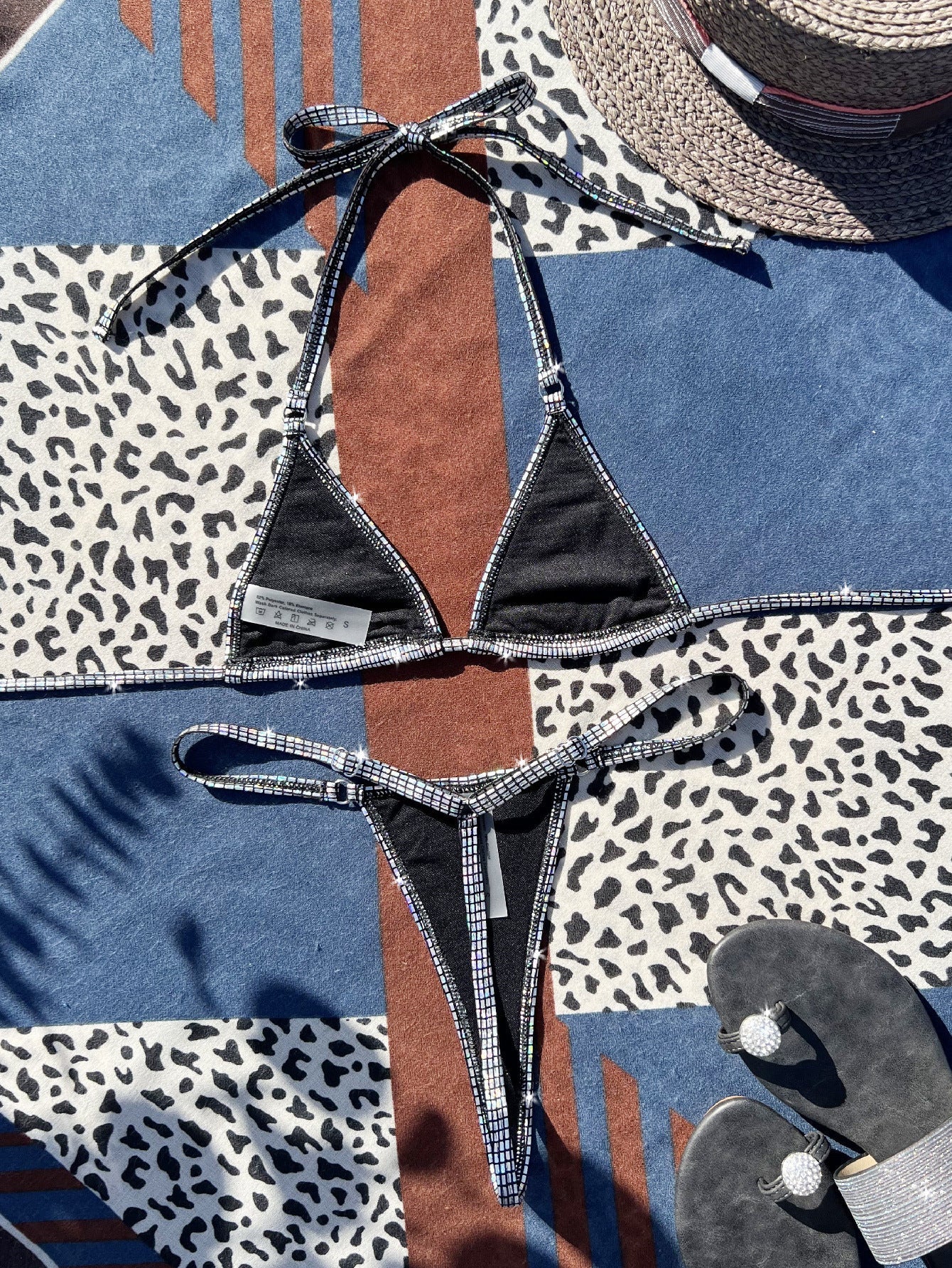 Women's Shiny Bikini Set | Metallic Silver Swimwear Canada