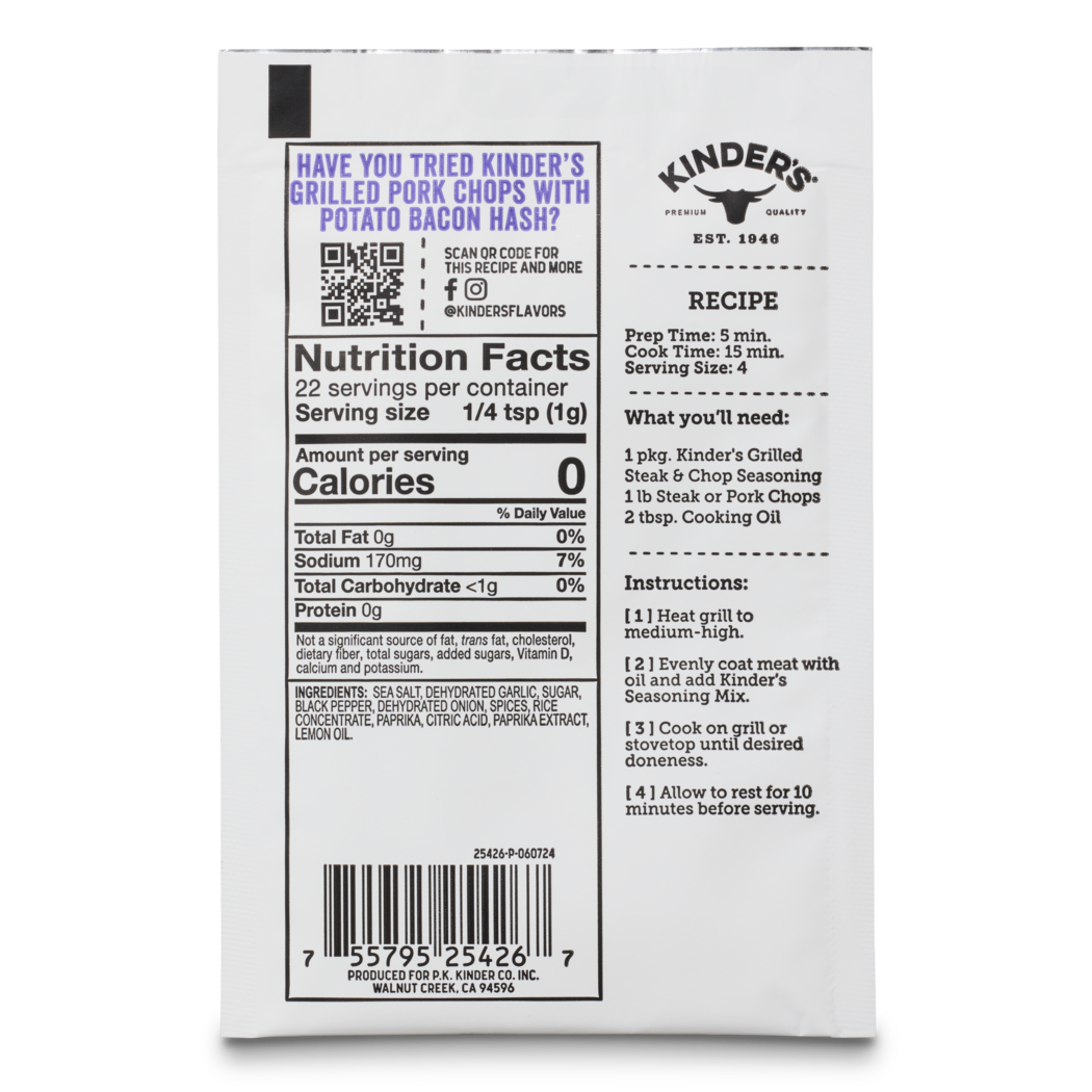 Kinder's Grilling Steak & Chop Grilling Seasoning