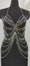 Lingerie Party Outfit – Geometric Pattern Polyester Dress for Women