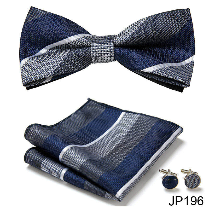 Men's Jacquard Bow Tie Set – Bow Tie, Pocket Square & Cufflinks | 36 Colors | Canada & USA