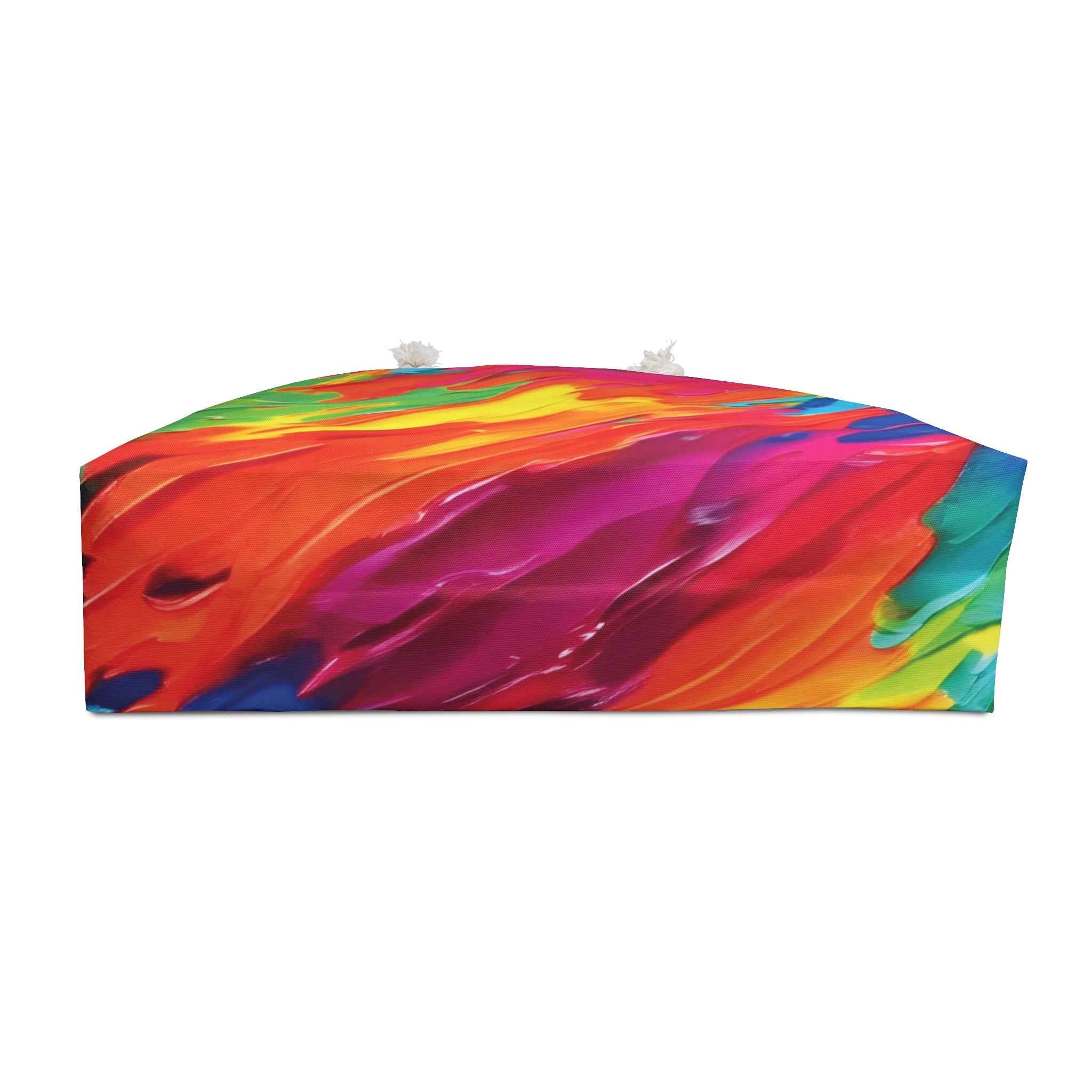 Abstract Rainbow Paint Swirl Weekender Bag | Colorful Travel Tote | Mom Carryon