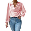 Casual Evening Top for Women Long-sleeved Shirt Loose V-neck chiffon blouse Top women