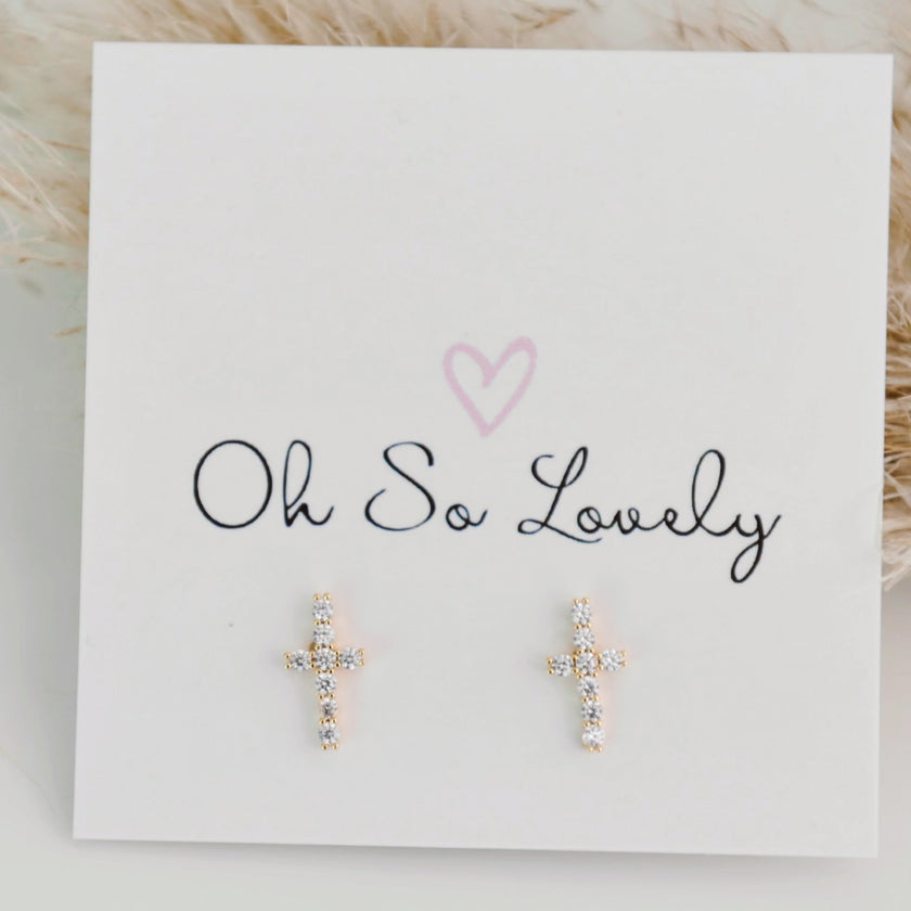 Rosemary Cross Stud Earrings